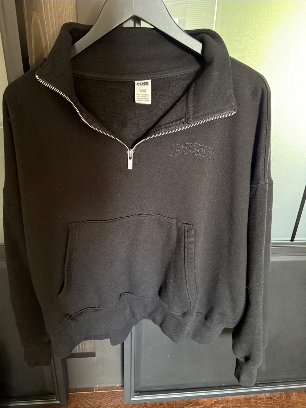 PINK Victoria's Secret Women’s Black Half-Zip Sweatshirt
